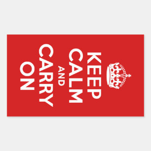 Red Keep Calm and Carry On Rectangular Sticker