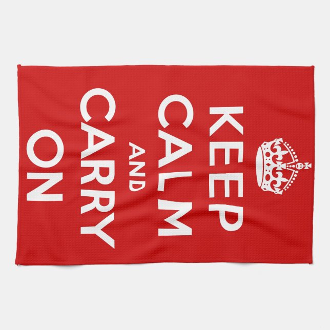 Red Keep Calm And Carry On Towel (Horizontal)