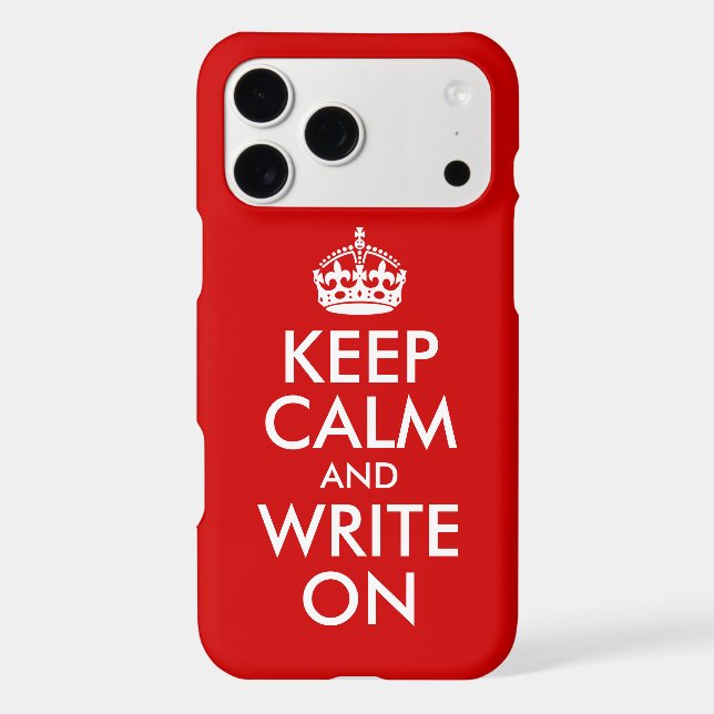 Red Keep Calm and Write On Case-Mate iPhone Case (Back)