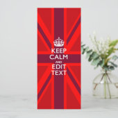 Red Keep Calm And Your Text on Union Jack Flag (Standing Front)