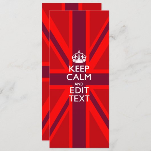 Red Keep Calm And Your Text on Union Jack Flag (Front/Back)