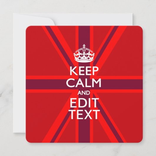 Red Keep Calm And Your Text on Union Jack Flag (Front)
