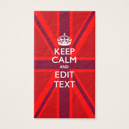 Red Keep Calm And Your Text on Union Jack Flag (Front)
