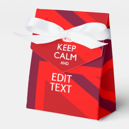 Red Keep Calm And Your Text on Union Jack Flag Favor Boxes