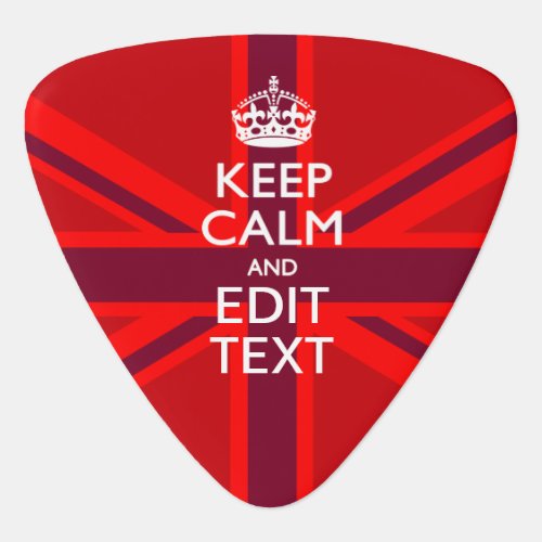 Red Keep Calm And Your Text on Union Jack Flag Guitar Pick