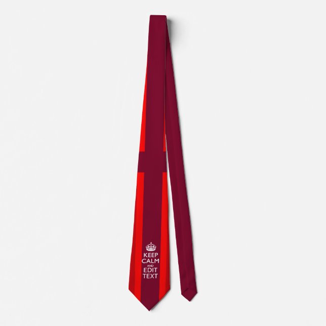 Red Keep Calm And Your Text on Union Jack Flag Tie (Front)