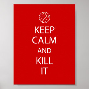 Red Keep Calm Volleyball Poster
