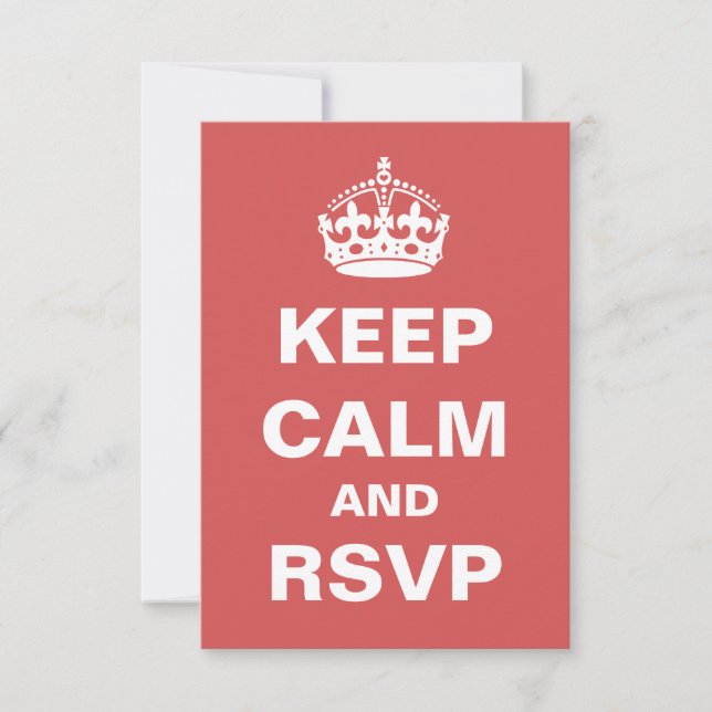 Red Keep Calm Wedding RSVP (Front)