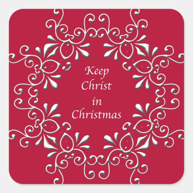Red Keep Christ in Christmas Sticker (Front)