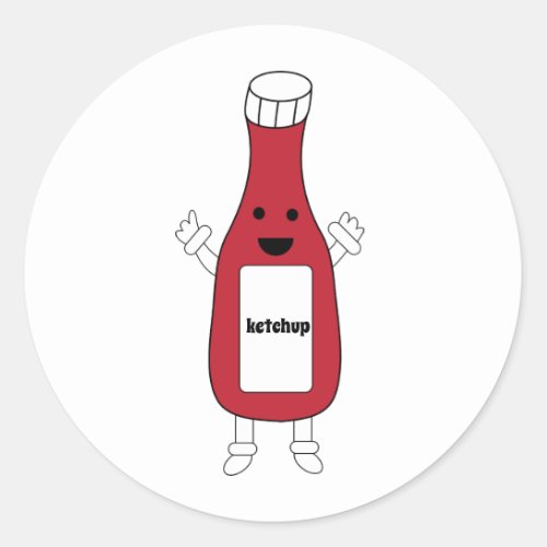 Red Ketchup Bottle Kawaii Cute Personalize Classic Round Sticker