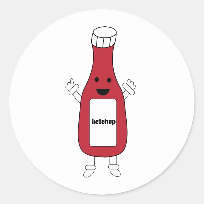 Red Ketchup Bottle Kawaii Cute Personalize Classic Round Sticker ...