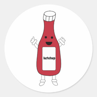 Red Ketchup Bottle Kawaii Cute Personalize Classic Round Sticker