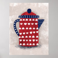 Red Kettle Poster Wall Art - Coffee Tea