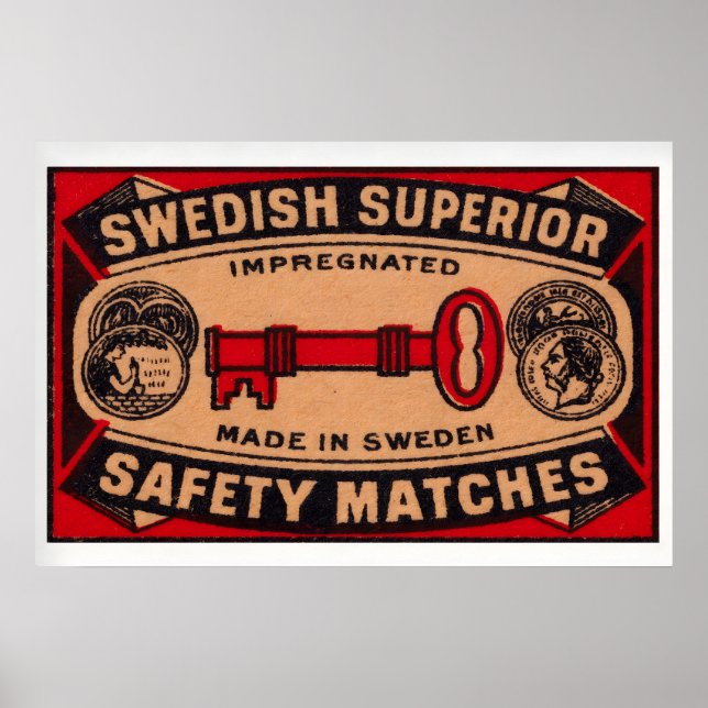 Red Key - Matchbox Print - Sweden Wall Art (Front)