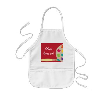 Red Kids Art Palette Artist Smock Apron by DaisyPrint at Zazzle