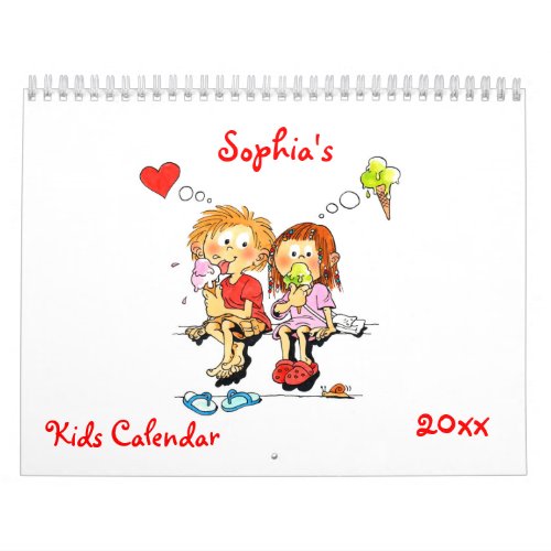 Red Kids Calendar _ Funny Calendar For Kids