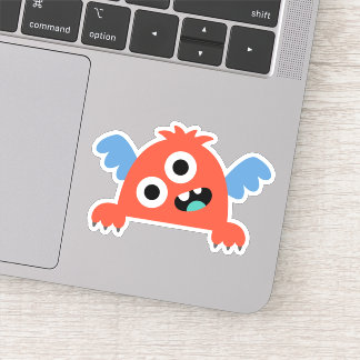 Red Kid's Cartoon Monster Die Cut Sticker Decal