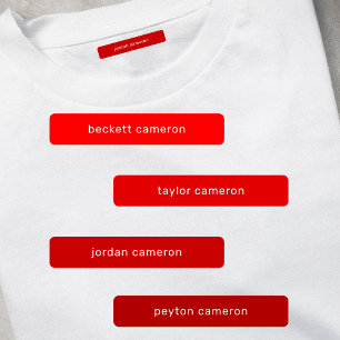 Red Kids Name Iron On Clothing Labels