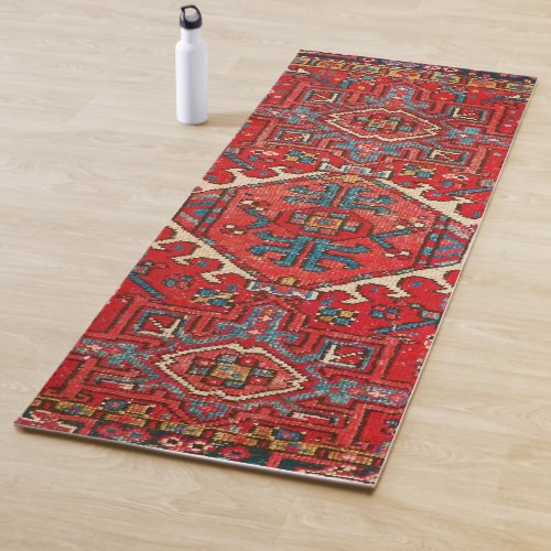 Red Kilim Carpet Rug Geometric Patterned Fitness Yoga Mat