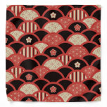 Red Kimono pattern textured waves style Bandana