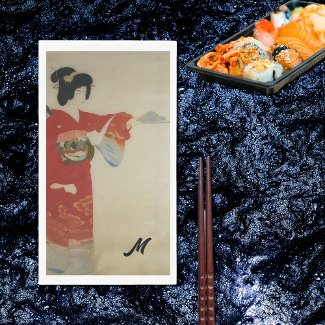   red kimono  woman -monogrammed 