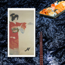 red kimono woman -monogrammed