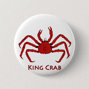 Red King Crab (color illustration) Pinback Button