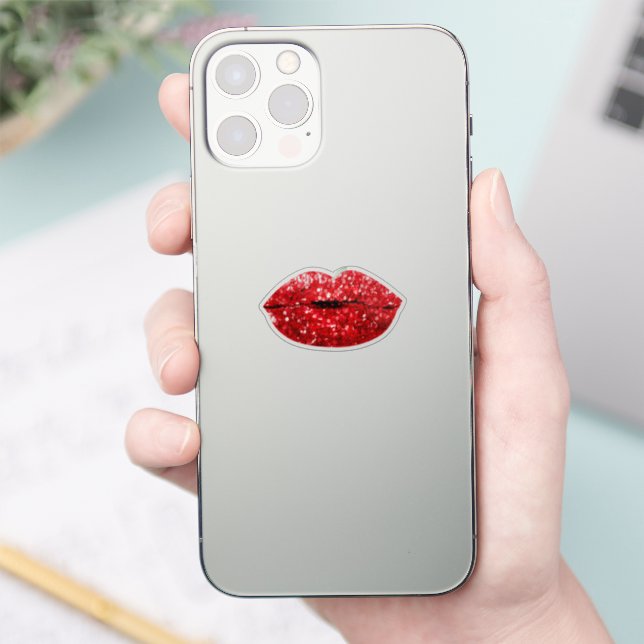 Red Kiss lips Makeup Glitter Effect  Sticker (Phone)