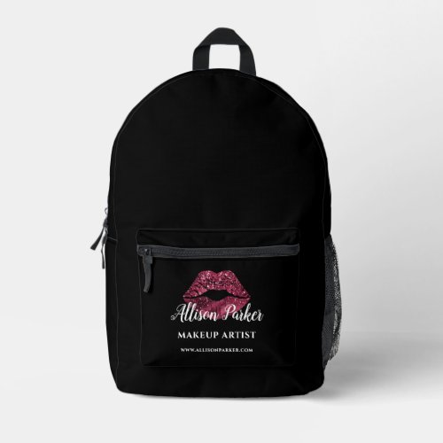 Red Kiss Makeup Artist Professional Printed Backpack
