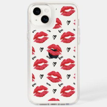 Red Kisses And Hearts Pattern Speck Iphone 14 Plus Case by heartlockedcases at Zazzle