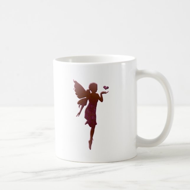 Red Kissing Fairy and Heart Coffee Mug (Right)
