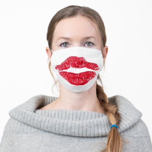 Red Kissing Lips Adult Cloth Face Mask