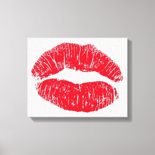 Red Kissing Lips Canvas Print