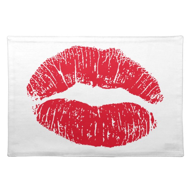 Red Kissing Lips Cloth Placemat (Front)