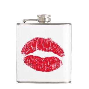 Red Kissing Lips Flask