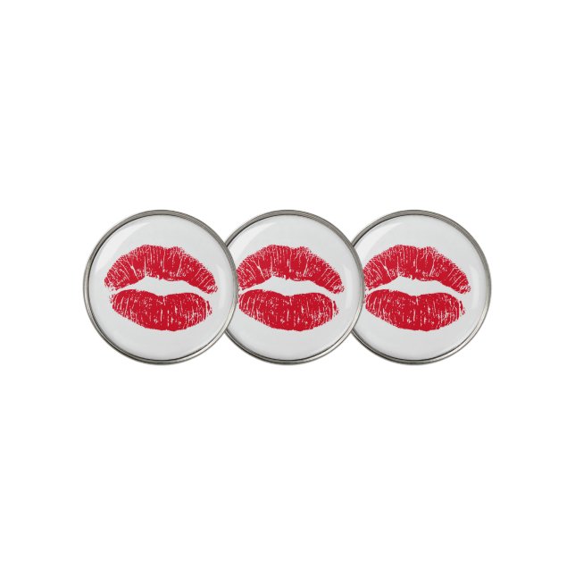 Red Kissing Lips Golf Ball Marker (3 Up)