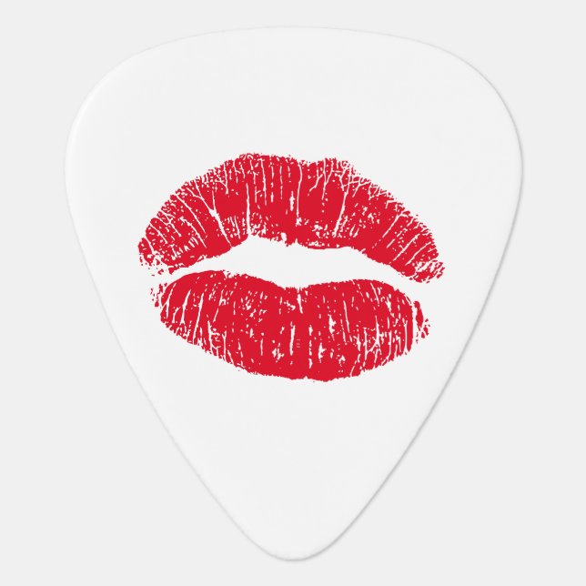 Red Kissing Lips Guitar Pick (Front)