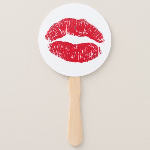 Red Kissing Lips Hand Fan