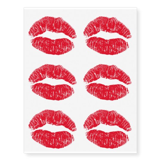 Red Kissing Lips Large Temporary Tattoos | Zazzle.com
