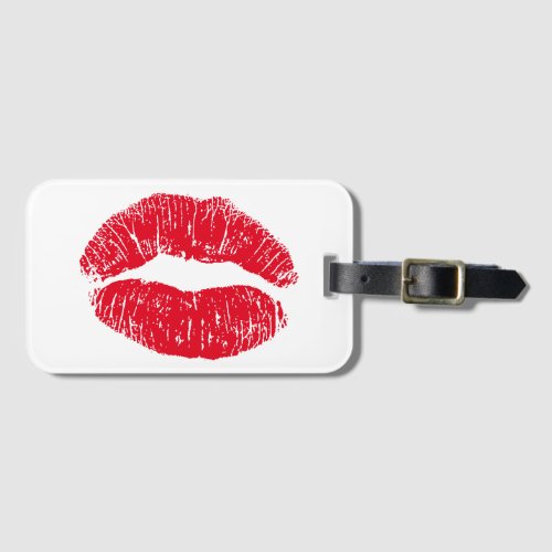 Red Kissing Lips Luggage Tag