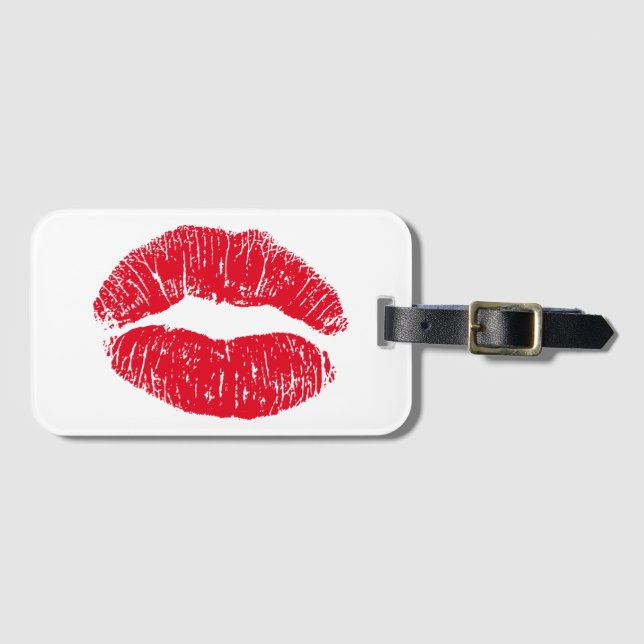 Red Kissing Lips Luggage Tag (Front Horizontal)