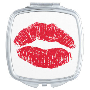 Red Kissing Lips Makeup Mirror