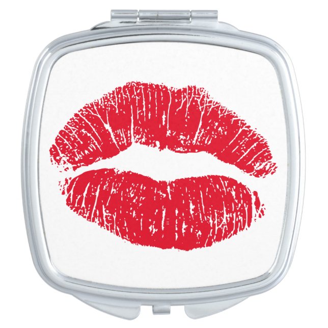 Red Kissing Lips Makeup Mirror (Front)