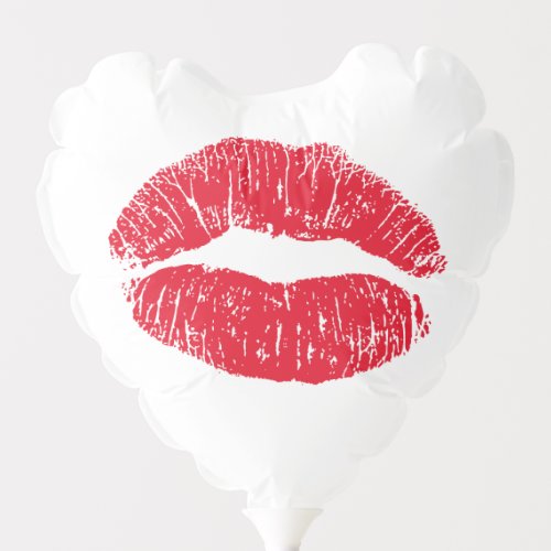 Red Kissing Lips on Black Balloon