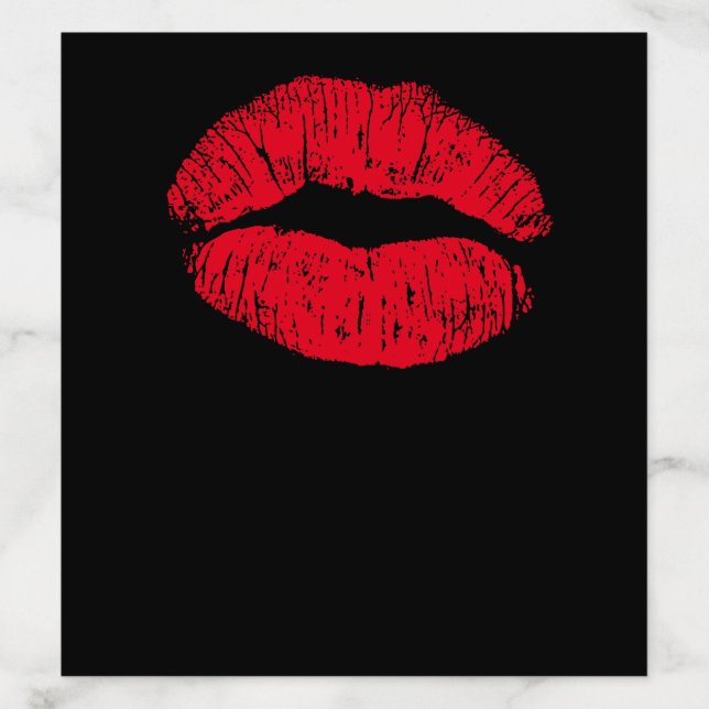 Red Kissing Lips on Black Envelope Liner (Design)
