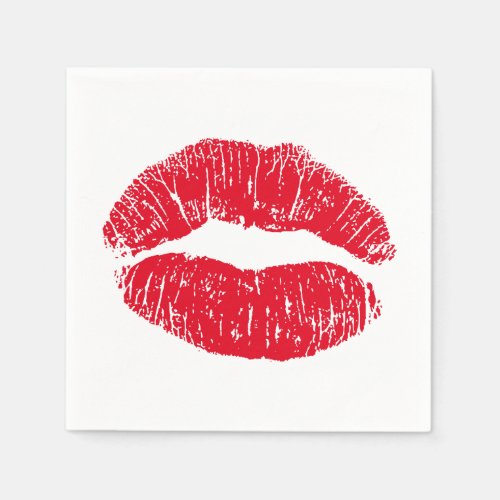 Red Kissing Lips Paper Napkins