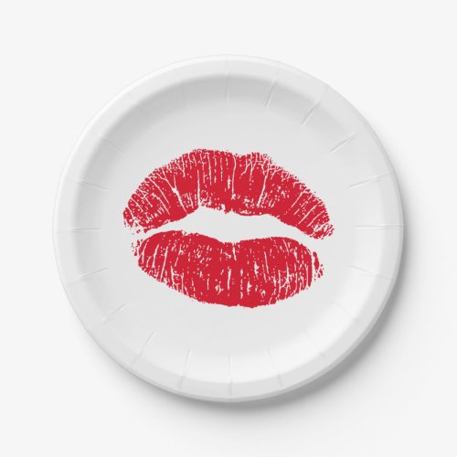 Red Kissing Lips Paper Plates