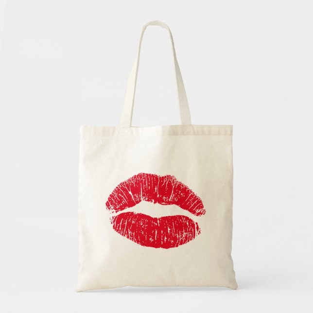 Red Kissing Lips Tote Bag (Front)