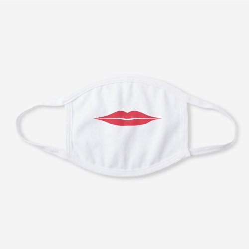 Red Kissing Lips White Cotton Face Mask