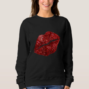 Red Kissing Lipstick Glitter Lips Kiss Red Lips Va Sweatshirt